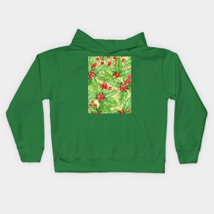 Holly berry watercolor Christmas pattern Kids Hoodie